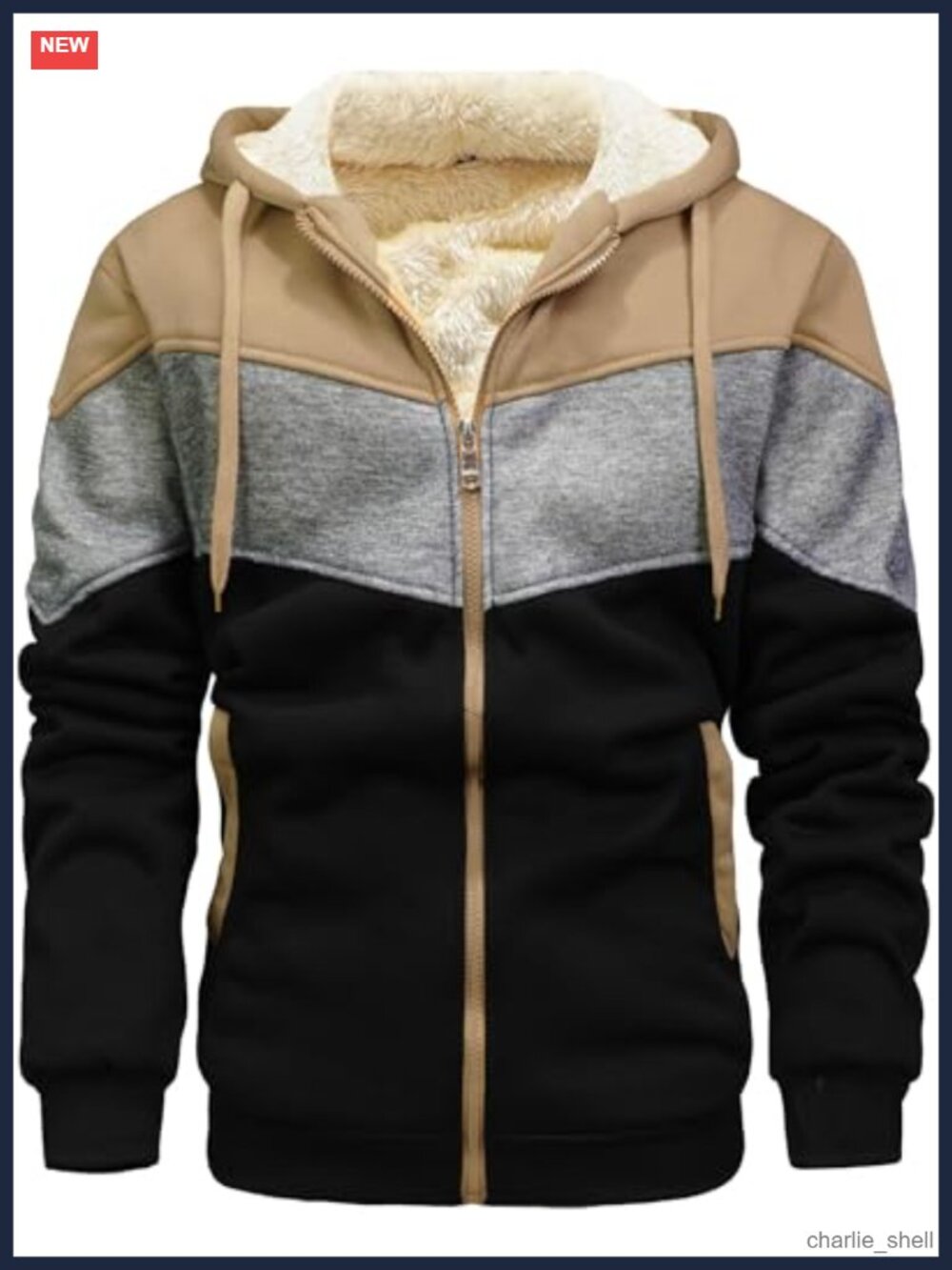 Sherpa Lined Fleece Hoodie Jacket Warm Winter Coat